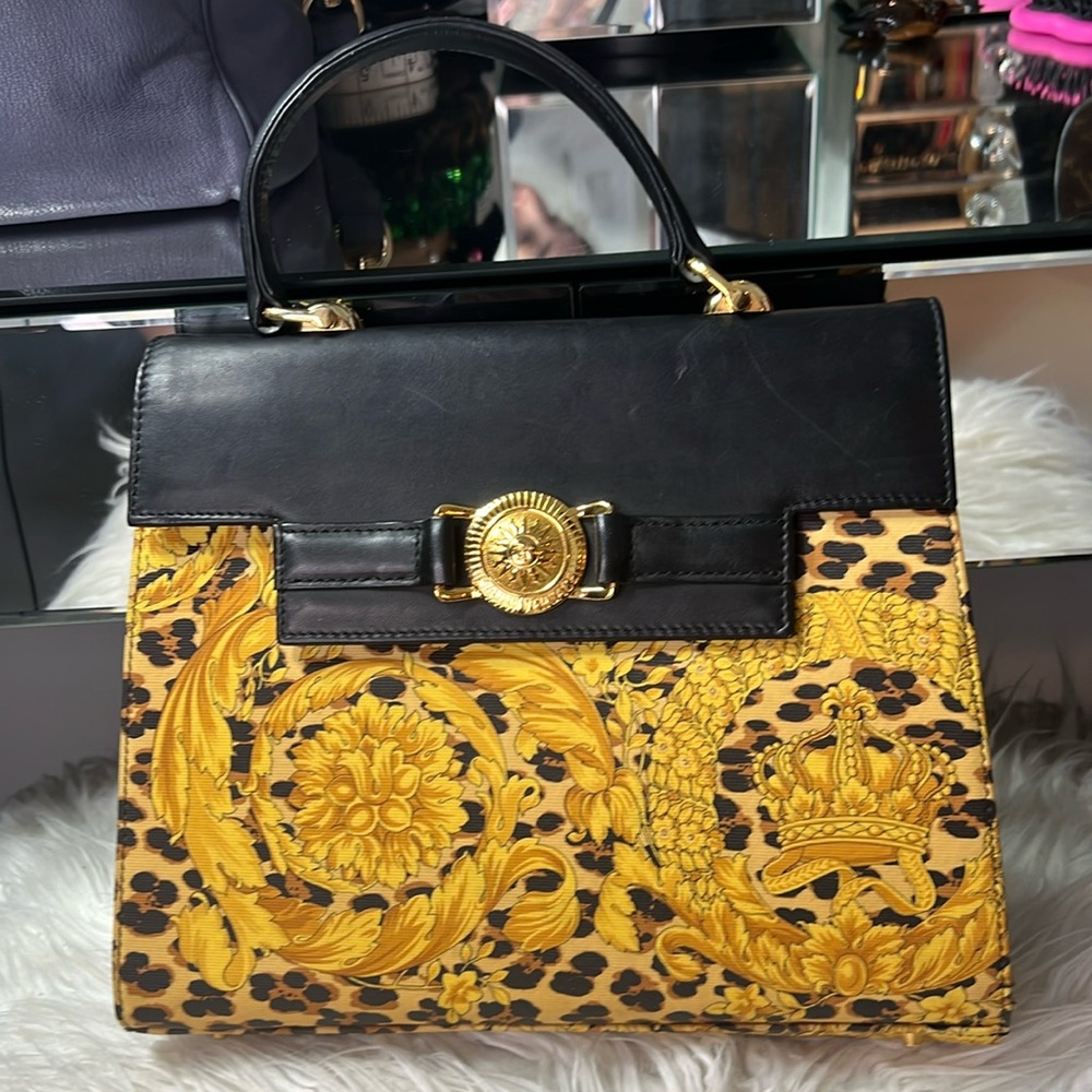 Versace Baroque Kelly Top Handle Handbag, authentic